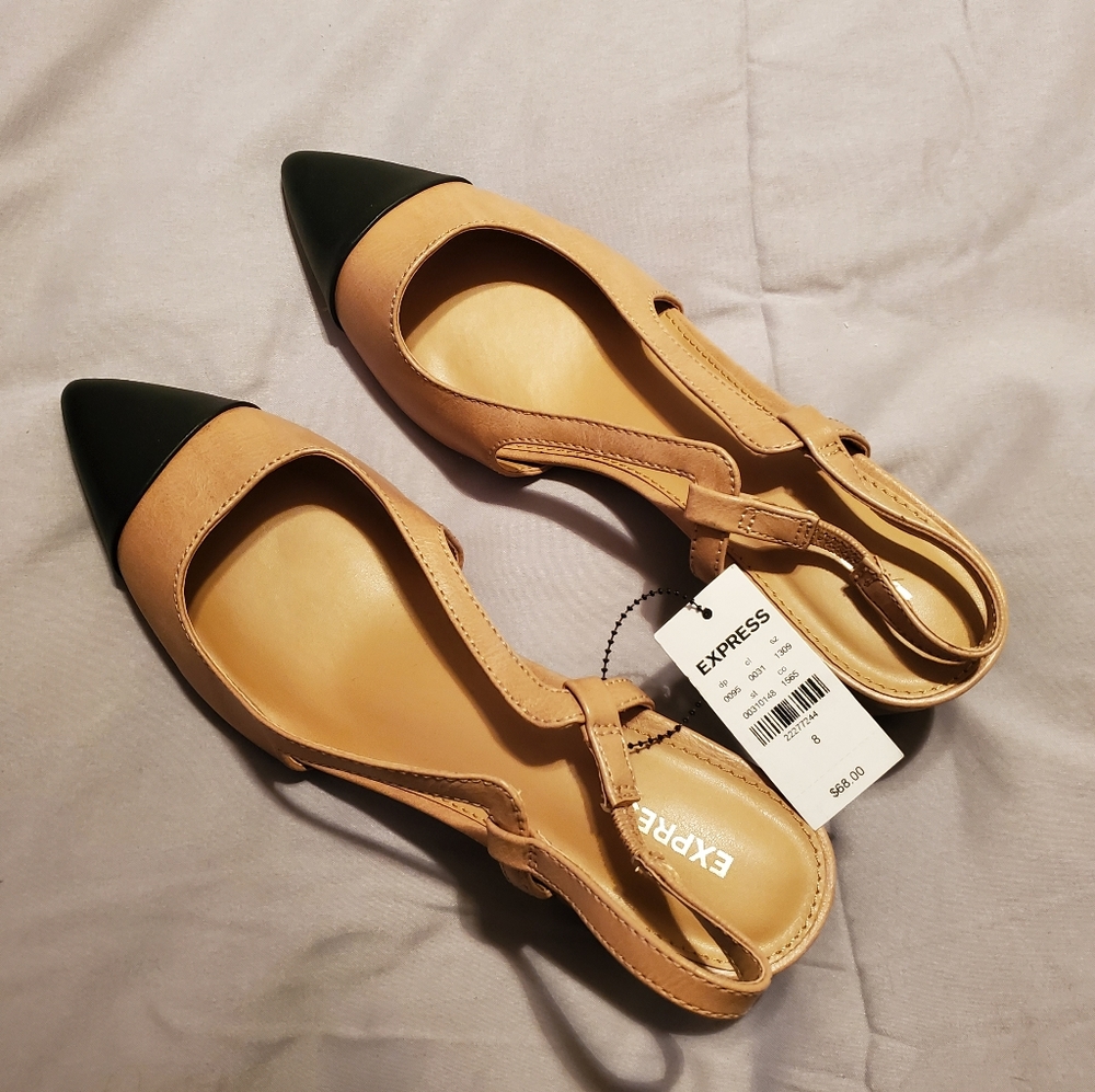 Express Toe Cap Slingblack Block Heels - Size 8  - NWT!